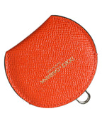 Orange Calfskin Leather Round Logo Hand Mirror Holder