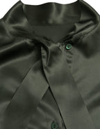 Gray Long Sleeves Ascot Collar Blouse Top