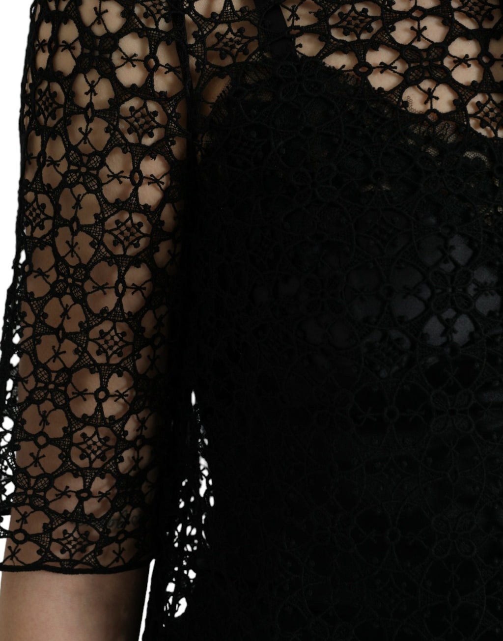 Black Floral Lace Short Sleeves Blouse Top