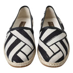 Black White Stripes Slip On Espadrille Shoes