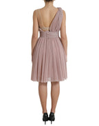 Light Lilac Pleated Lame Tulle One Shoulder Dress
