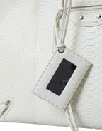 White Yellow Exotic Skin Leather Shopping Tote PAPIER Bag