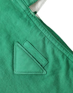 Green Jersey Fabric Logo Shoulder Shopping Tote Shopping Bag
