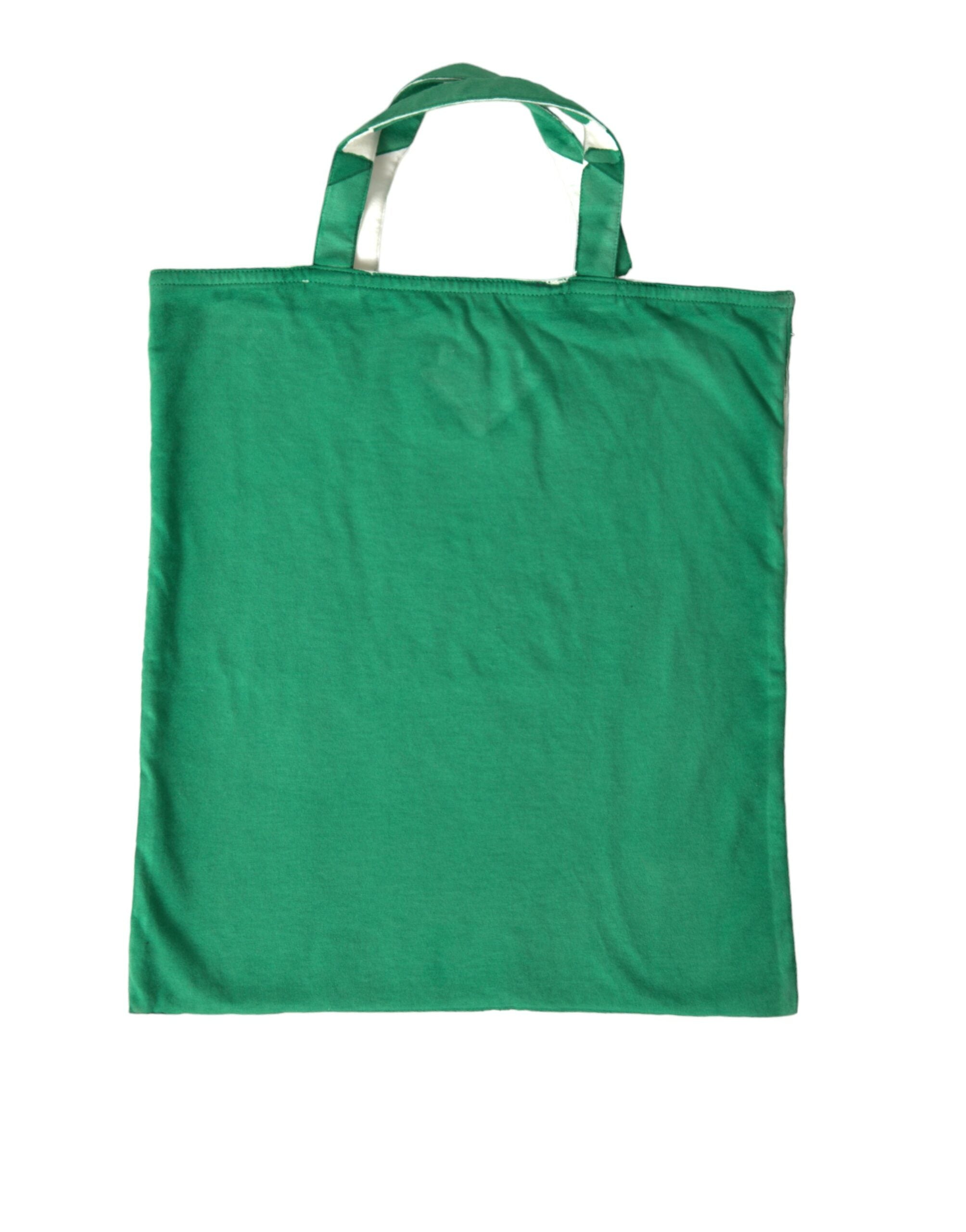 Green Jersey Fabric Logo Shoulder Shopping Tote Shopping Bag