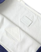 Blue Jersey Fabric Logo Shoulder Shopping Tote Shopping Bag