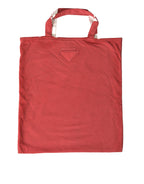 Red Jersey Fabric Logo Shoulder Shopping Tote Bag