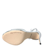 Silver KEIRA Leather Heels Sandals Shoes