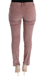 Pink Velvet Cropped Casual Pants