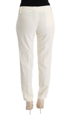 White Cotton Regular Fit Casual Pants