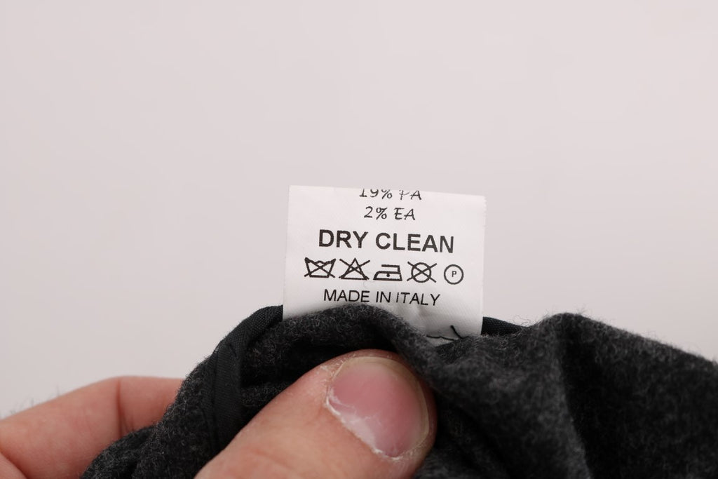 Gray Virgin Wool Skinny Casual Pants