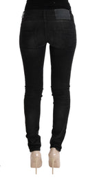 Black Denim Cotton Bottoms Slim Fit Jeans