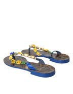 Blue Crystal Calf Leather Beachwear Shoes