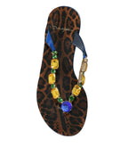 Blue Crystal Calf Leather Beachwear Shoes