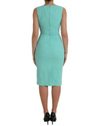 Green Viscose Sleeveless Bodycon Midi Dress