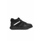 Black Cowhide Women Platform Sneaker