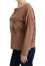 Brown Cotton Studded Sweater