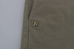 Beige Cotton Stretch Slim Fit Chinos