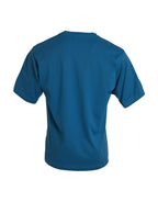 Blue Logo Round Neck Short Sleeves T-shirt