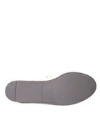 White Gray Leather Slip Mocassin Shoes Loafer