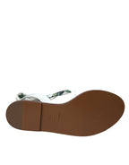 Multicolor Floral Print Ankle Wrap Sandals Shoes