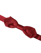 Red Silk Jacquard Adjustable Neck Men Bow Tie