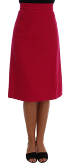 Pink Wool Knee Long A-Line Skirt