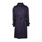 Blue Cotton Men Trench Coat