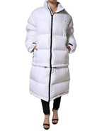 White Puffer Quilted Full Zip Coat Jacket
