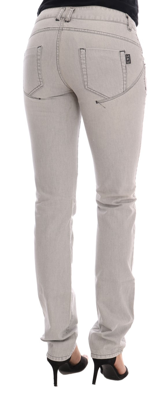 Gray Wash Cotton Slim Jeans