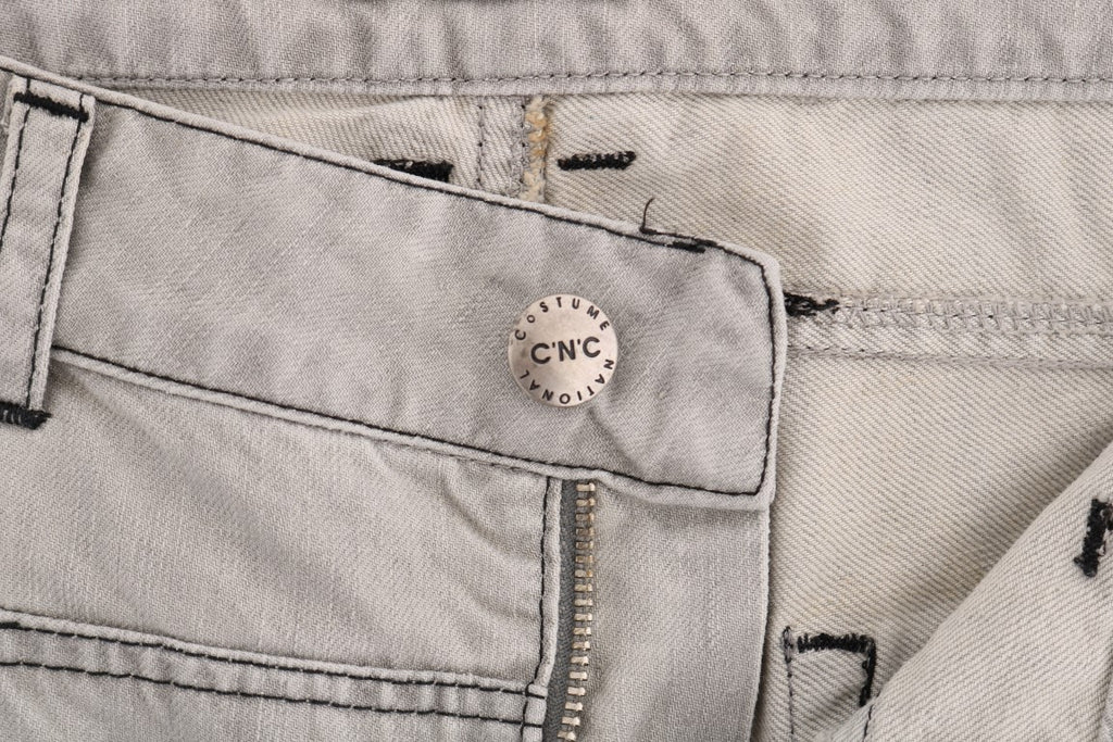 Gray Wash Cotton Slim Jeans