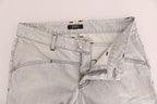 Gray Wash Cotton Slim Jeans