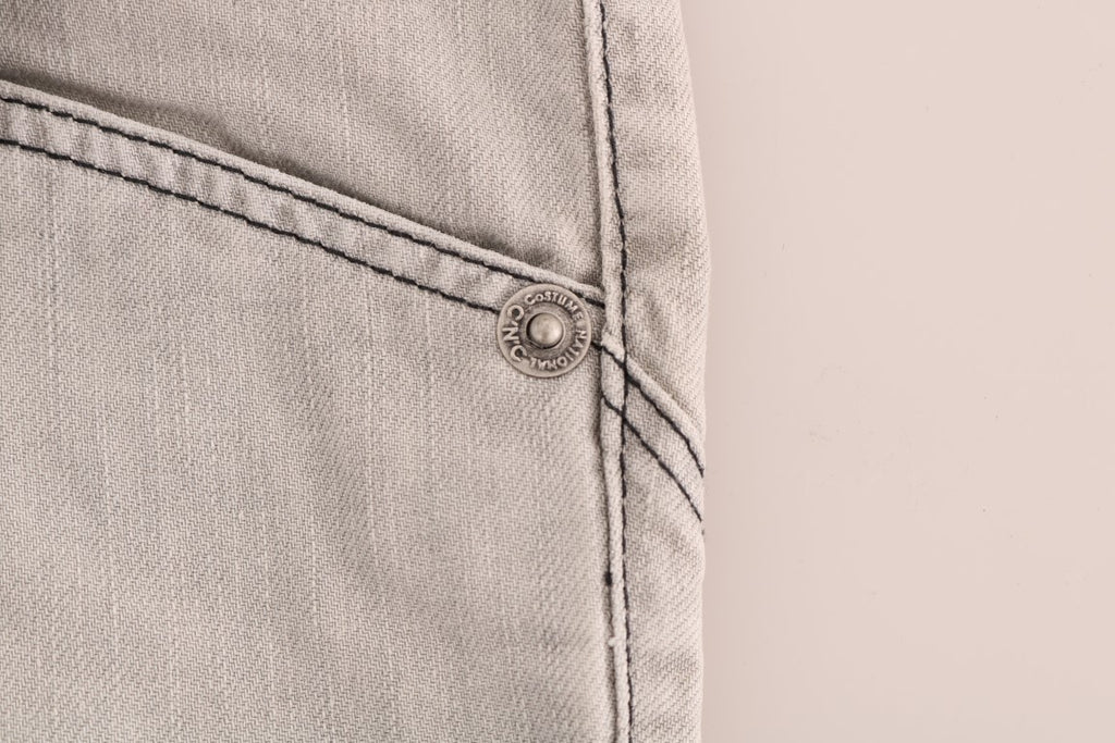 Gray Wash Cotton Slim Jeans