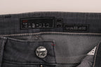 Gray Cotton Slim Fit Denim Jeans