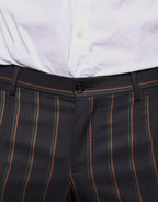 Brown Stripes Skinny Men Dress Pants