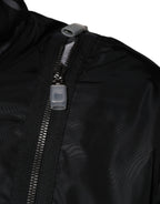 Black Nylon Full Zip Men Bomber Jacket