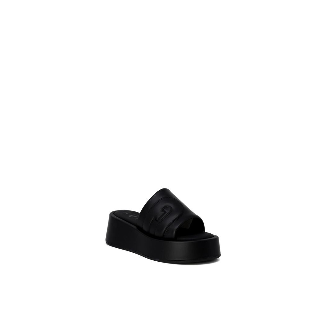 Black Leather Slippers