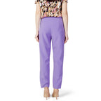 Purple Polyester Casual Pants