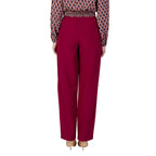 Bordeaux Polyester Casual Pants