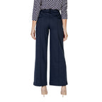 Blue Polyester Casual Pants