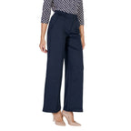 Blue Polyester Casual Pants