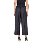 Black Polyester Casual Pants