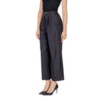 Black Polyester Casual Pants