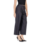 Black Polyester Casual Pants