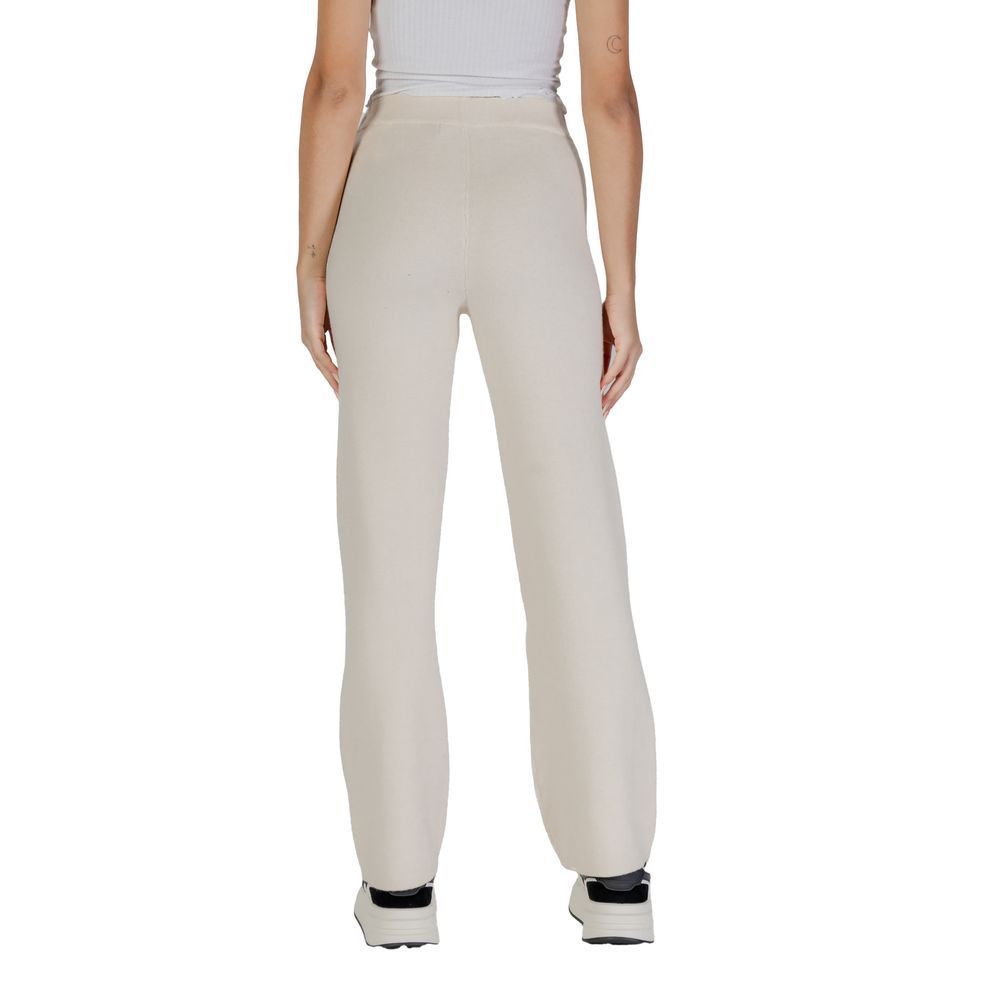 Cream Viscose Casual Pants