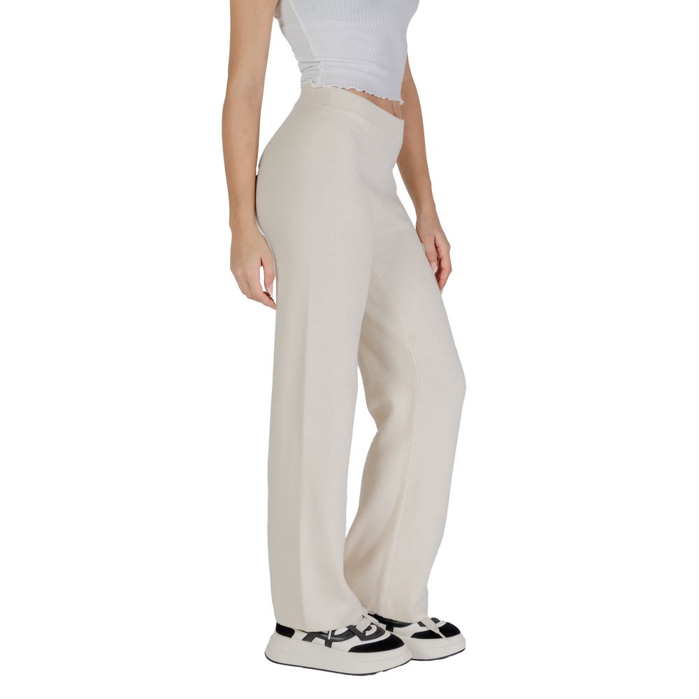 Cream Viscose Casual Pants