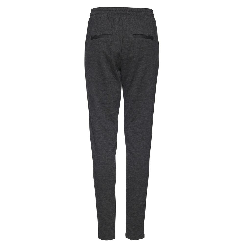 Gray Polyester Casual Pants