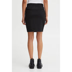 Black Polyester Mini Skirt