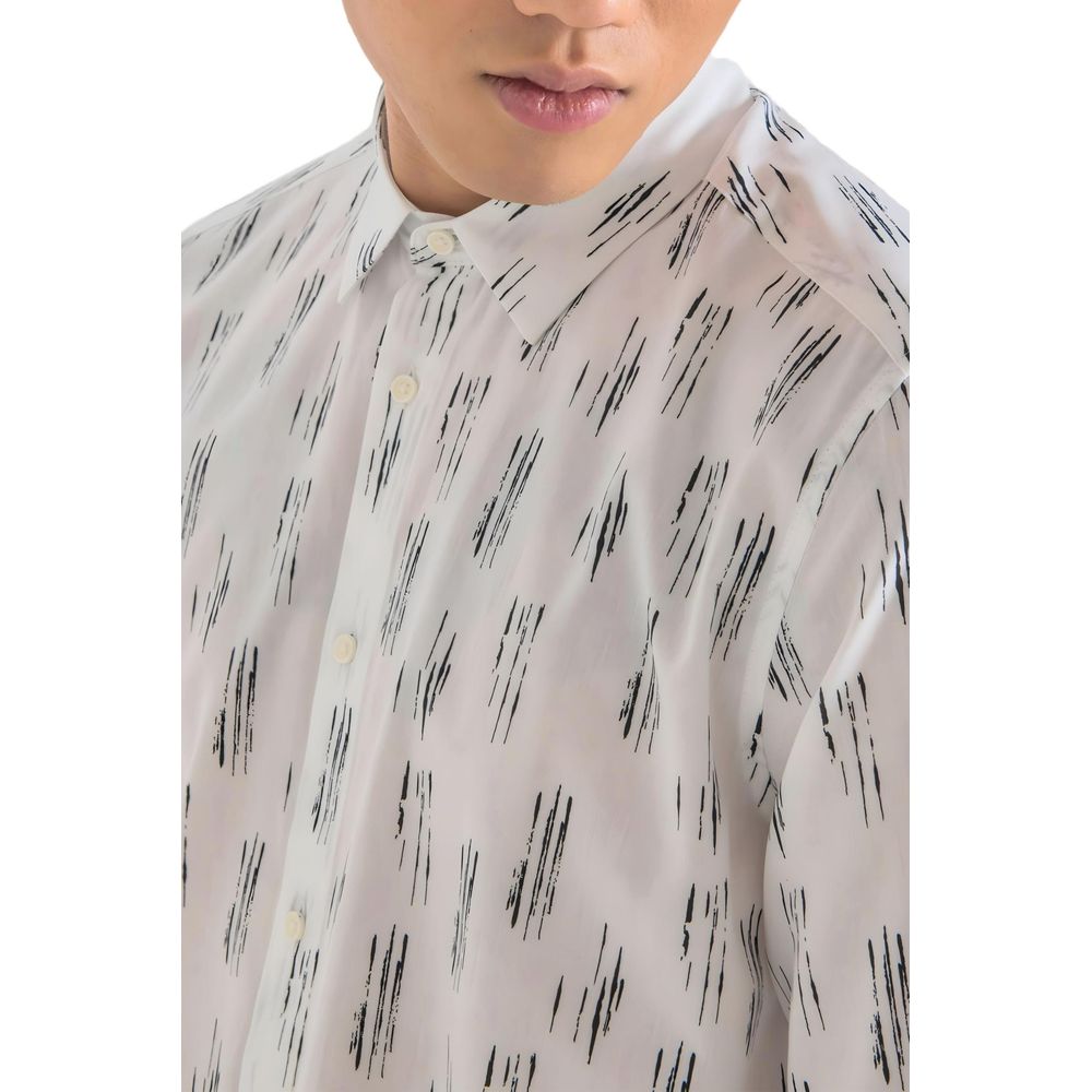 White Viscose Pattern Shirt