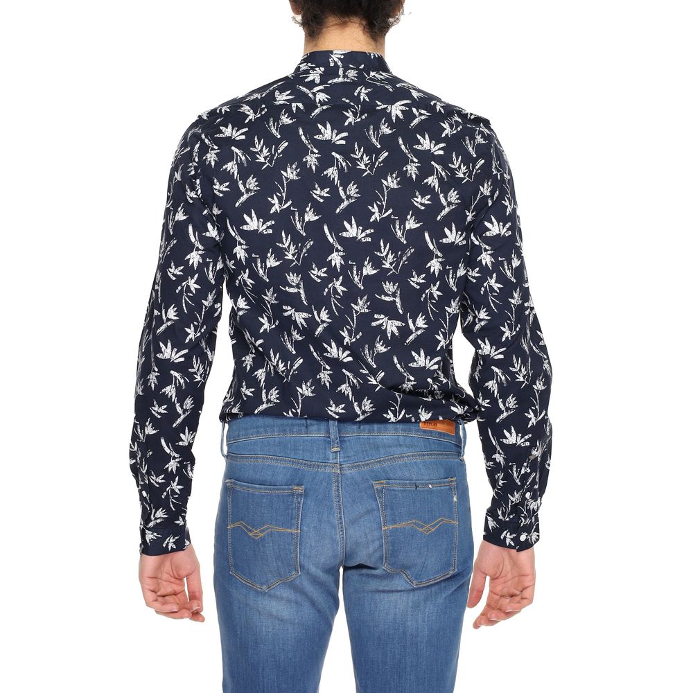 Blue Cotton Pattern Shirt