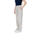 Beige Linen Flared Pants